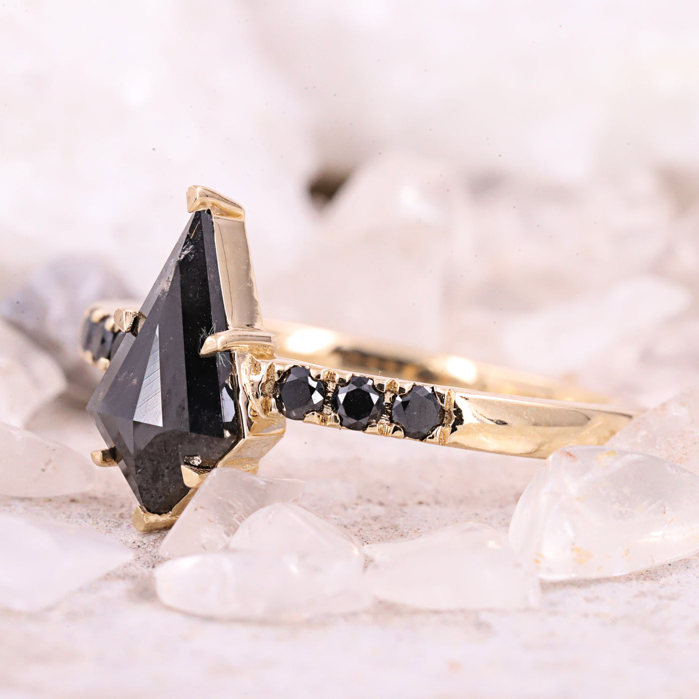 Salt And Pepper Kite Diamond Engagement Ring