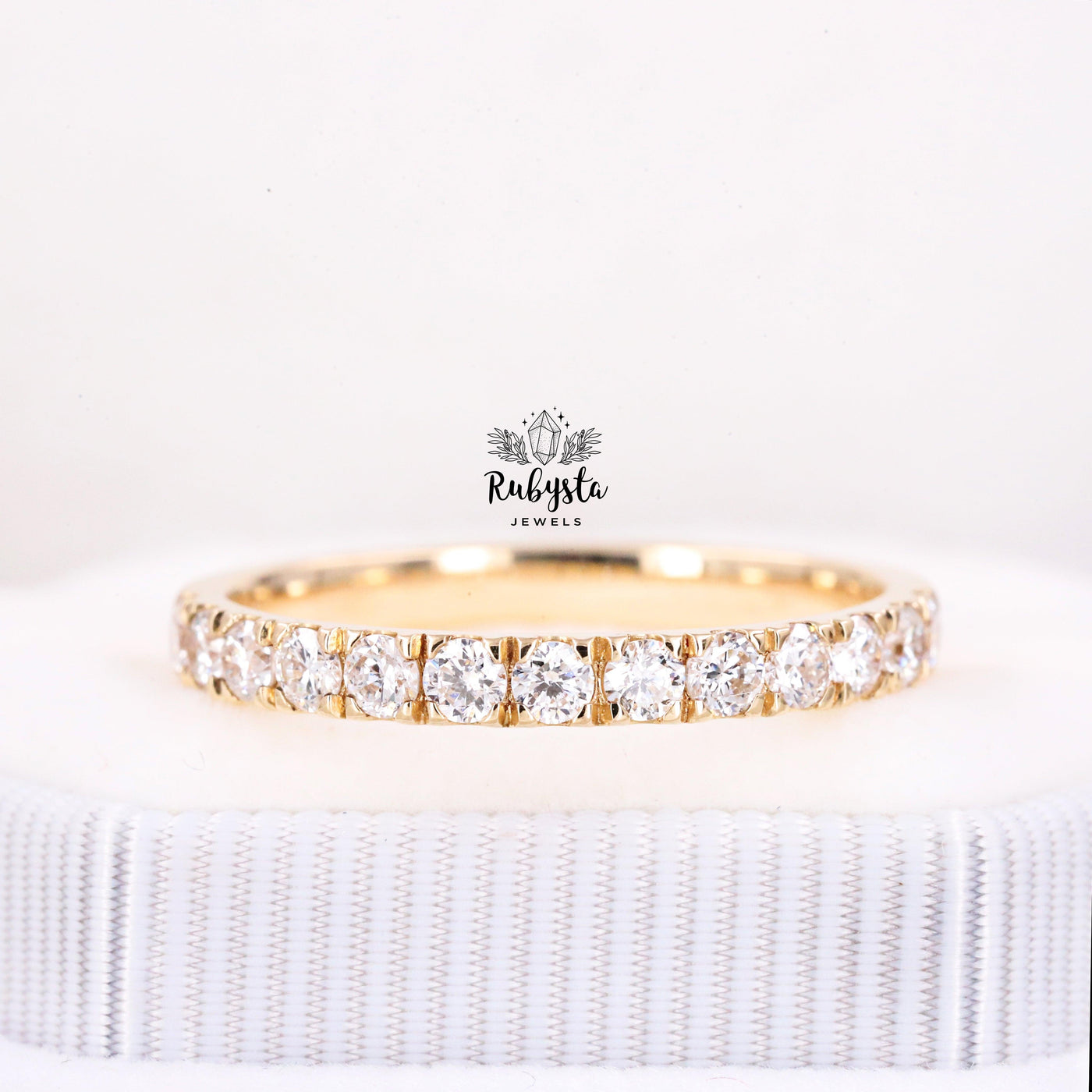Solid Gold Half Eternity Ring | Anniversary Gift | Stacking Ring - Rubysta