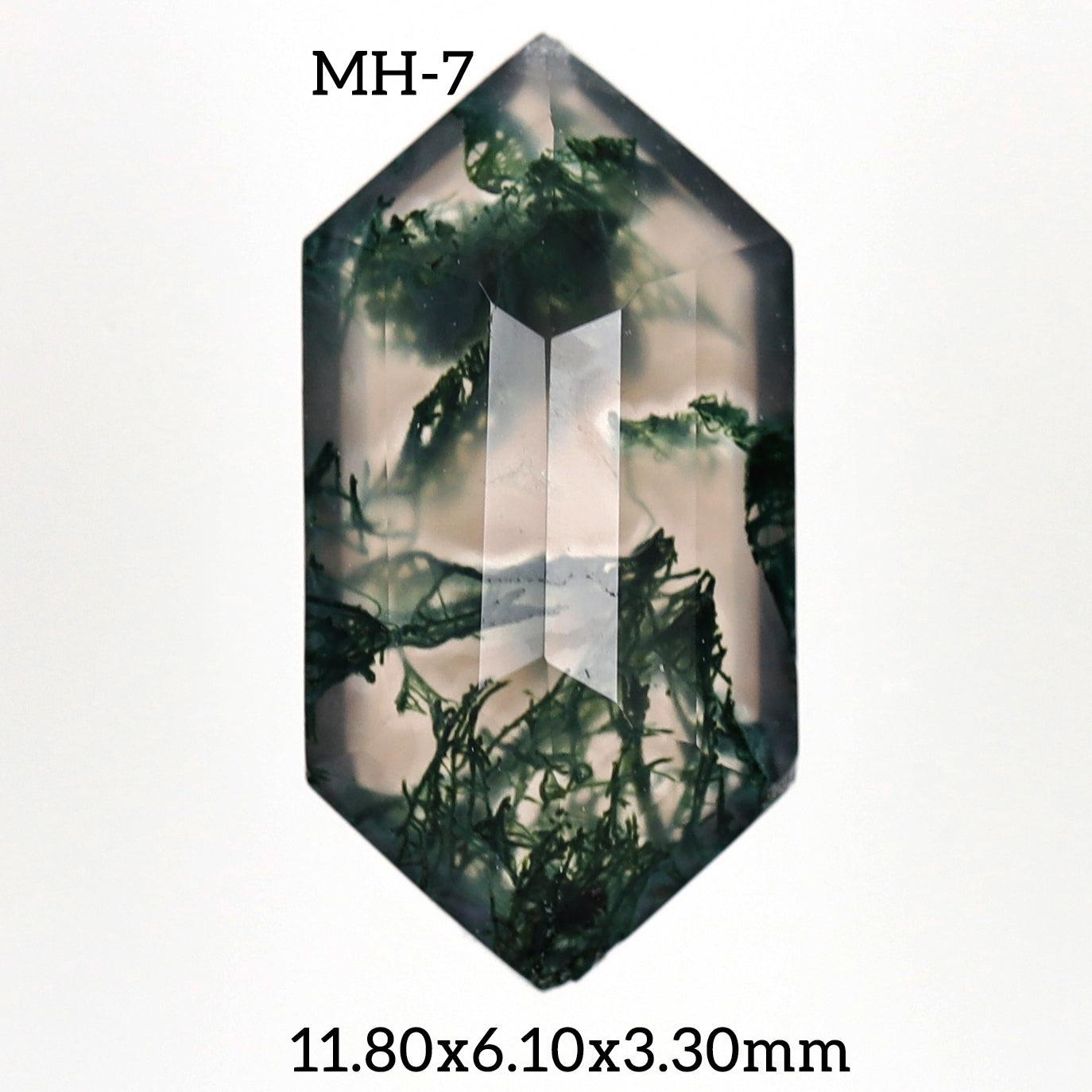 MH - 7 Moss Agate Hexagon Gemstone - Rubysta