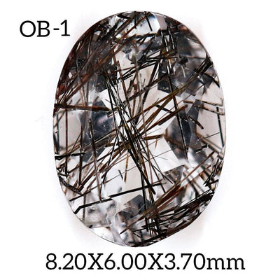 OB - 1 Black Rutilated Quartz Oval Gemstone - Rubysta