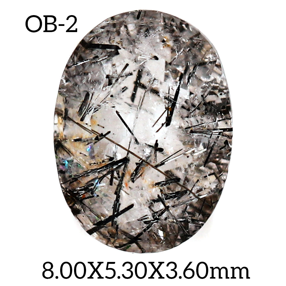 OB - 2 Black Rutilated Quartz Oval Gemstone