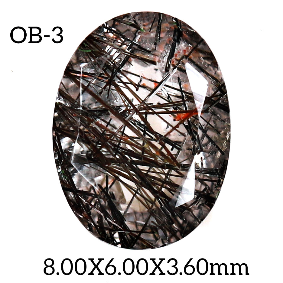 OB - 3 Black Rutilated Quartz Oval Gemstone