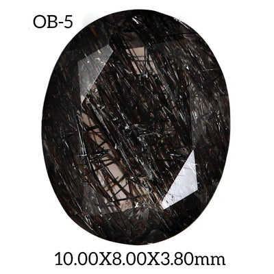 OB - 5 Black Rutilated Quartz Oval Gemstone - Rubysta