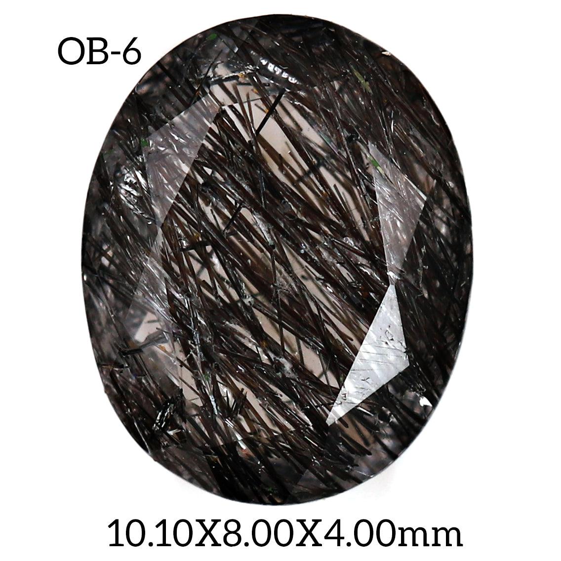 OB - 6 Black Rutilated Quartz Oval Gemstone