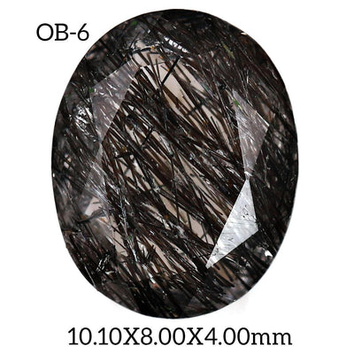 OB - 6 Black Rutilated Quartz Oval Gemstone - Rubysta