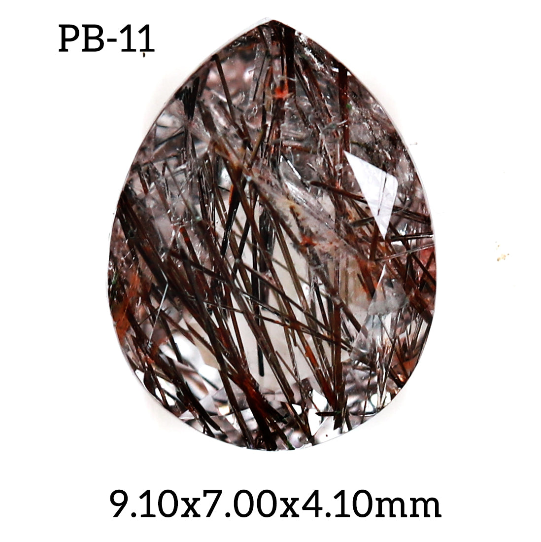 PB - 11 Black Rutilated Quartz Pear Gemstone