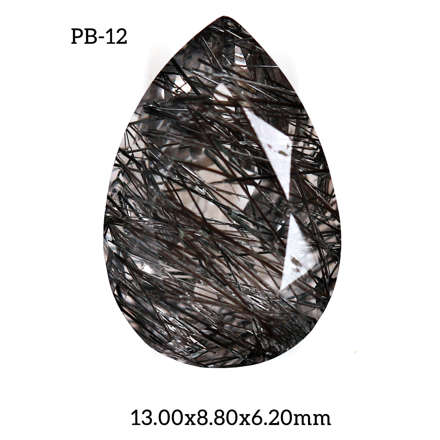PB - 12 Black Rutilated Quartz Pear Gemstone