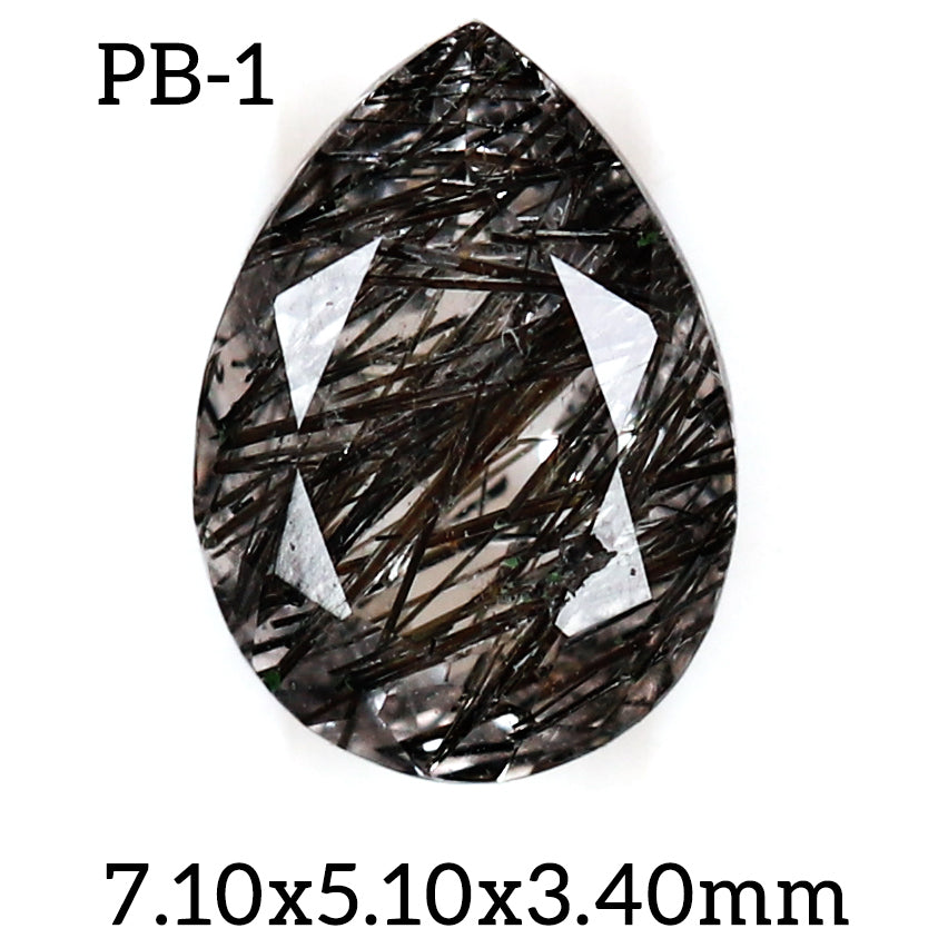 PB - 1 Black Rutilated Quartz Pear Gemstone