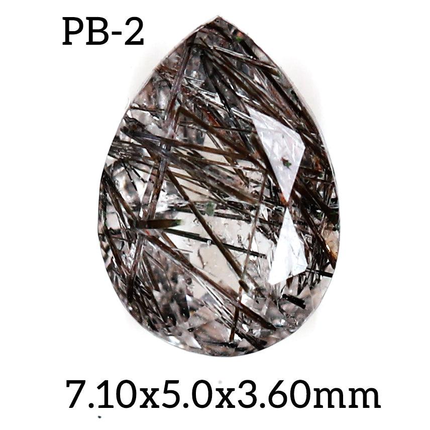 PB - 2 Black Rutilated Quartz Pear Gemstone