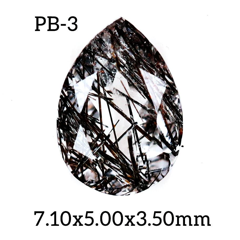 PB - 3 Black Rutilated Quartz Pear Gemstone