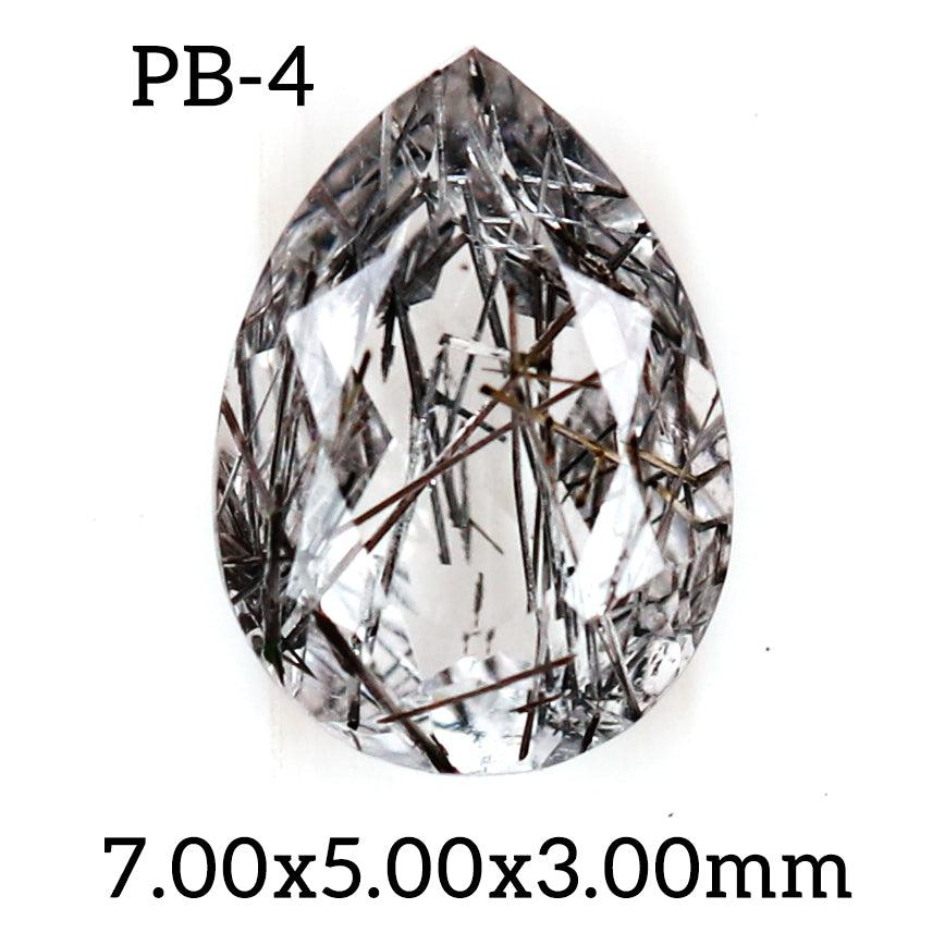 PB - 4 Black Rutilated Quartz Pear Gemstone