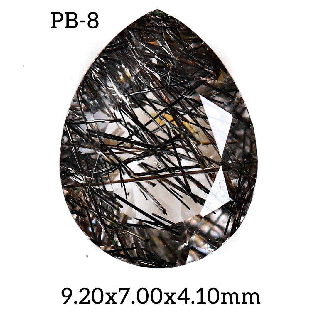 PB - 8 Black Rutilated Quartz Pear Gemstone