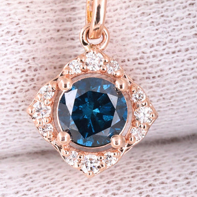 Blue Round Brilliant Diamond Ring - Rubysta