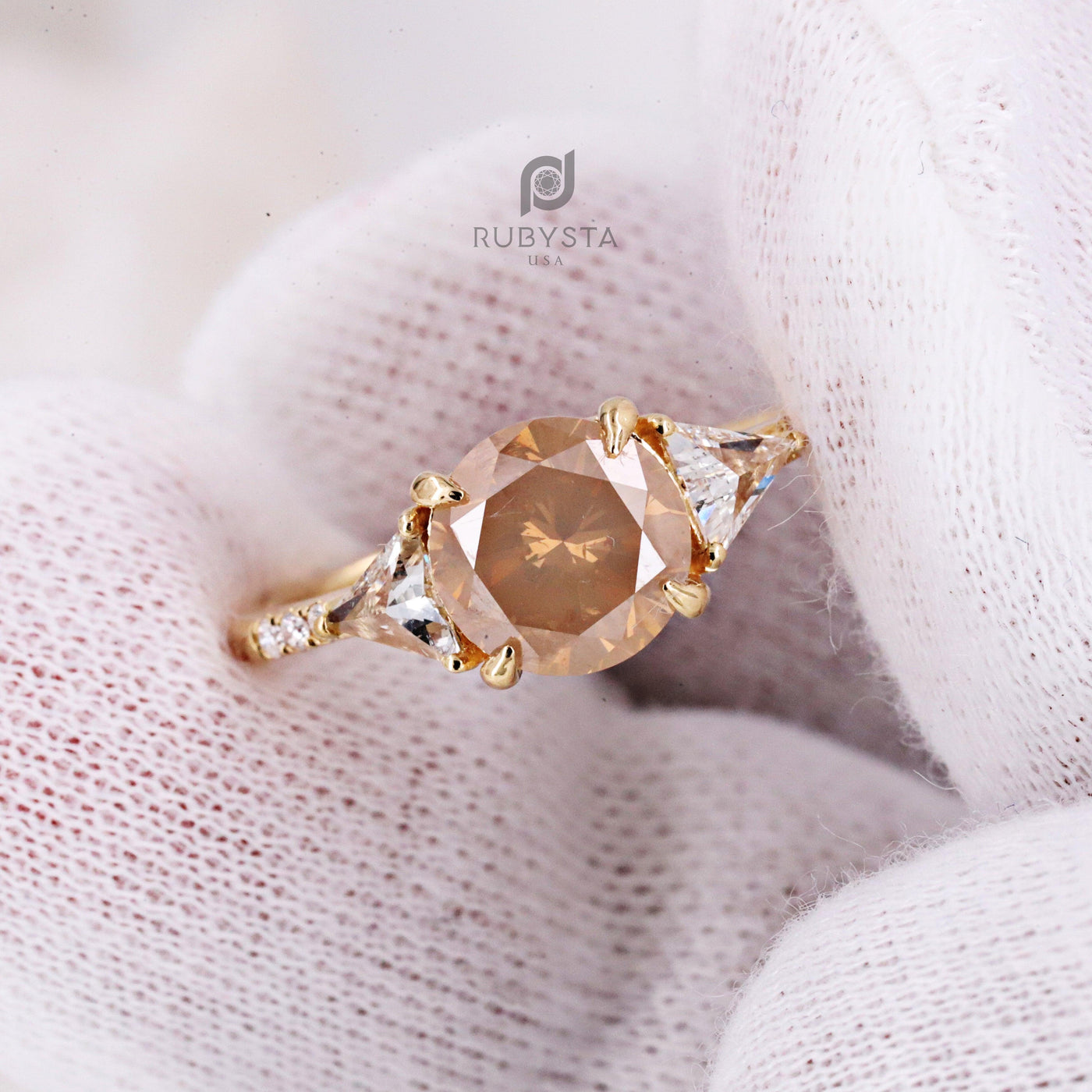 Unique Round Diamond Engagement Ring | Triangle Diamond | Triangle Diamond Ring | Fancy Diamond Ring - Rubysta