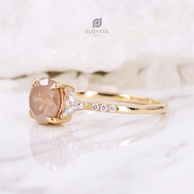 Unique Round Diamond Engagement Ring | Triangle Diamond | Triangle Diamond Ring | Fancy Diamond Ring - Rubysta