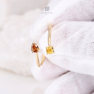 Unique Natural Color Diamond Engagement Ring | Pear Diamonds | Diamond Ring | Fancy Diamond Ring - Rubysta
