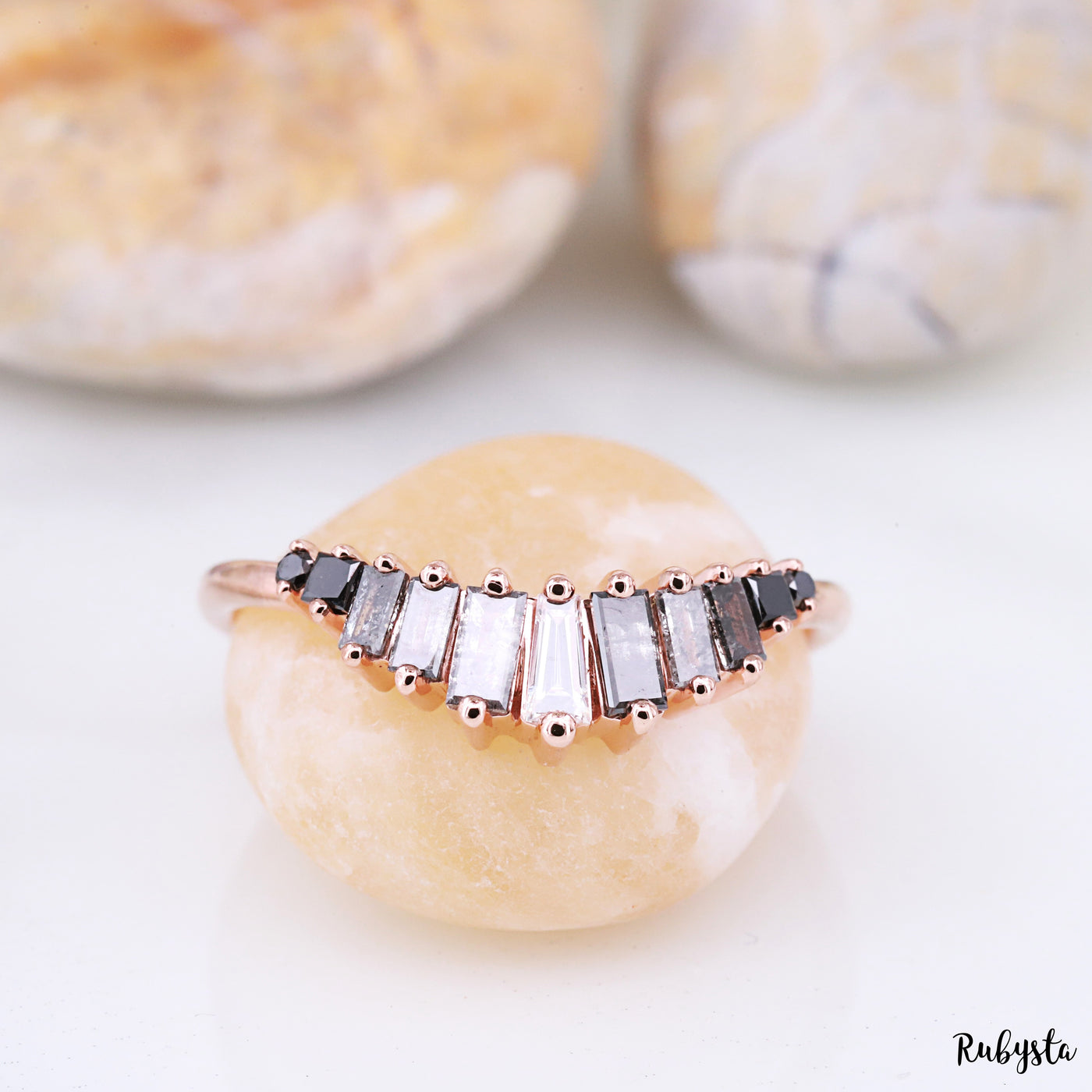 Baguette Diamond Ring | Baguette Engagement Ring | Diamond Ring | Black Diamond | Princess Diamond Ring