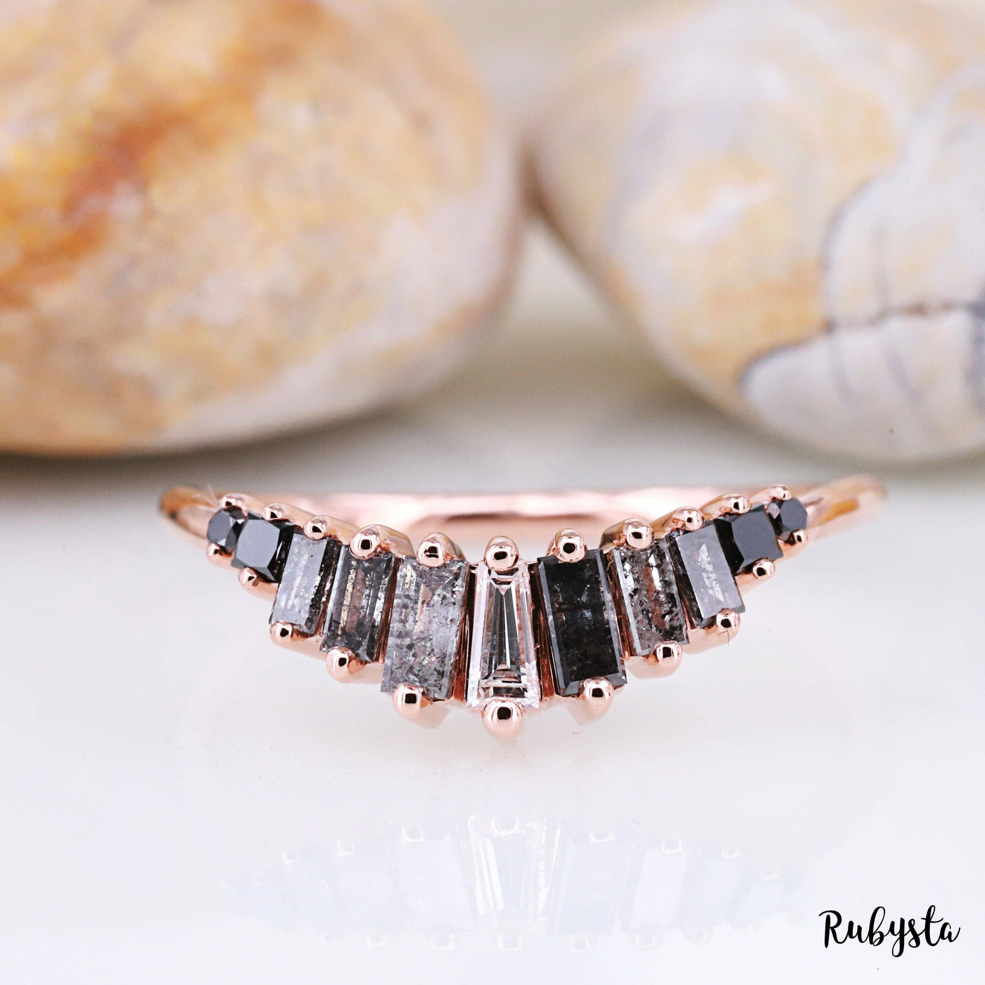 Baguette Diamond Ring | Baguette Engagement Ring | Diamond Ring | Black Diamond | Princess Diamond Ring - Rubysta