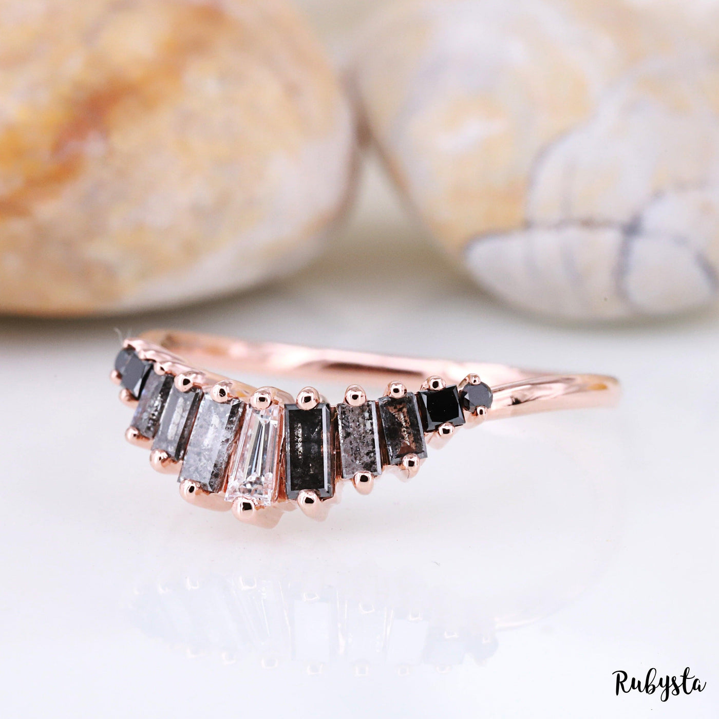 Baguette Diamond Ring | Baguette Engagement Ring | Diamond Ring | Black Diamond | Princess Diamond Ring - Rubysta