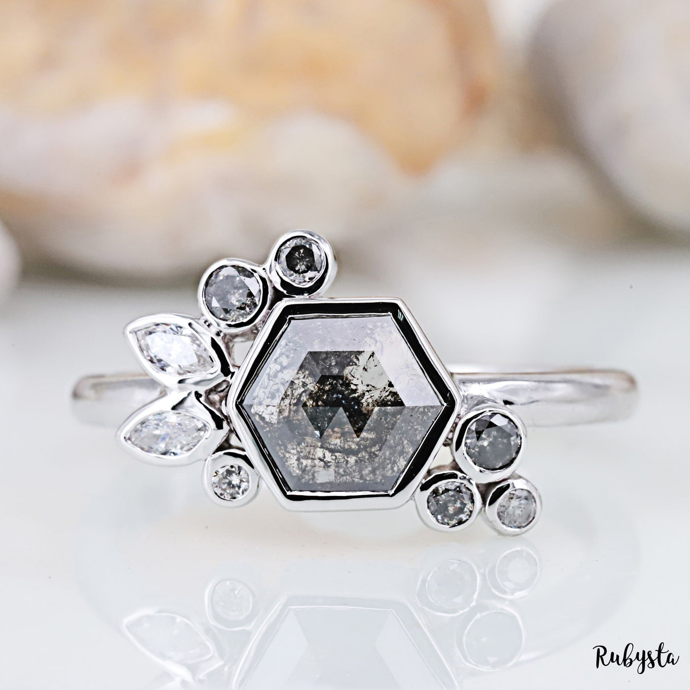 Vintage Engagement Ring | Hexagon Diamond Ring | Promise Ring
