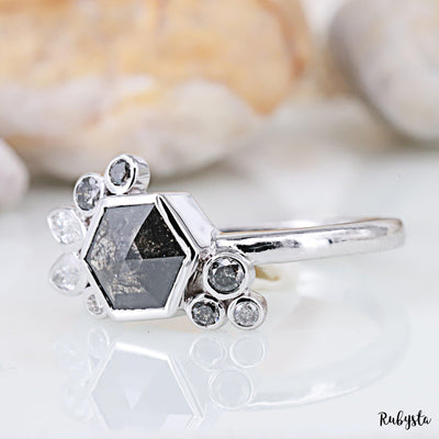 Vintage Engagement Ring | Hexagon Diamond Ring | Promise Ring - Rubysta