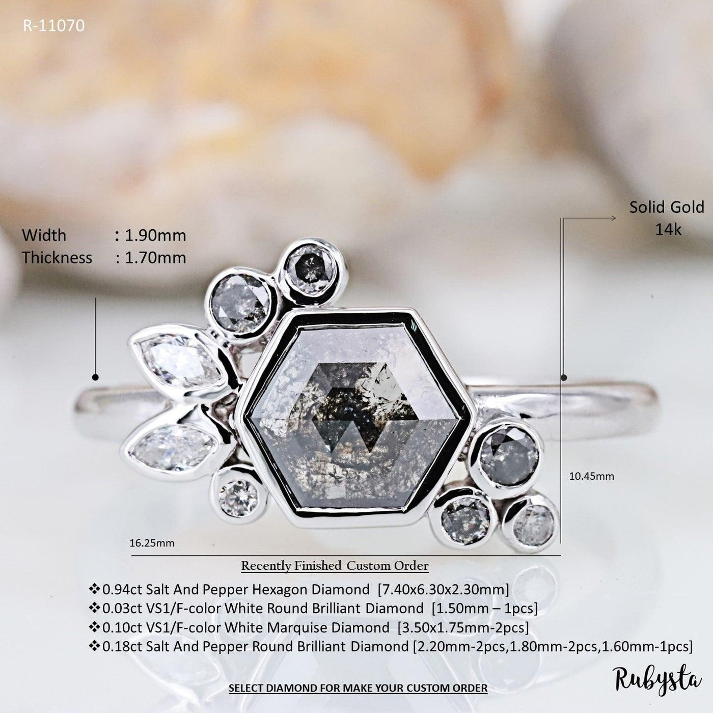 Vintage Engagement Ring | Hexagon Diamond Ring | Promise Ring - Rubysta