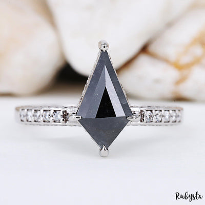 Engagement Ring Kite Diamond Ring | Salt and Pepper diamond Ring | kite Engagement Ring | Proposal Ring - Rubysta