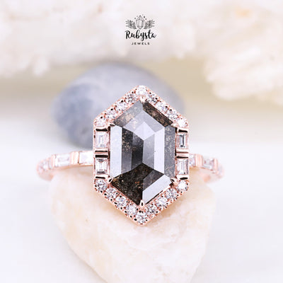 Salt and Pepper diamond Ring | Engagement Ring | Wedding Ring