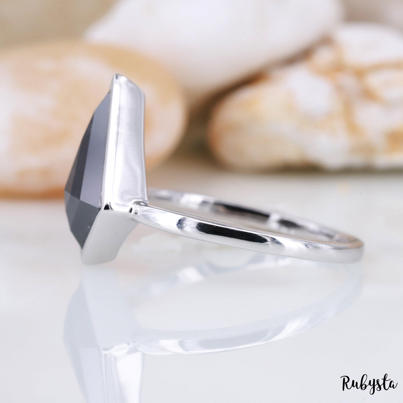 Salt and Pepper Diamond Ring | Engagement Ring | Kite Diamond Ring