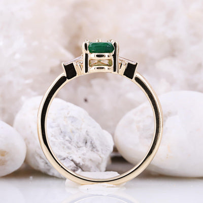 Stunning Natural Pear Shaped Emerald & Diamond Engagement Ring - Rubysta