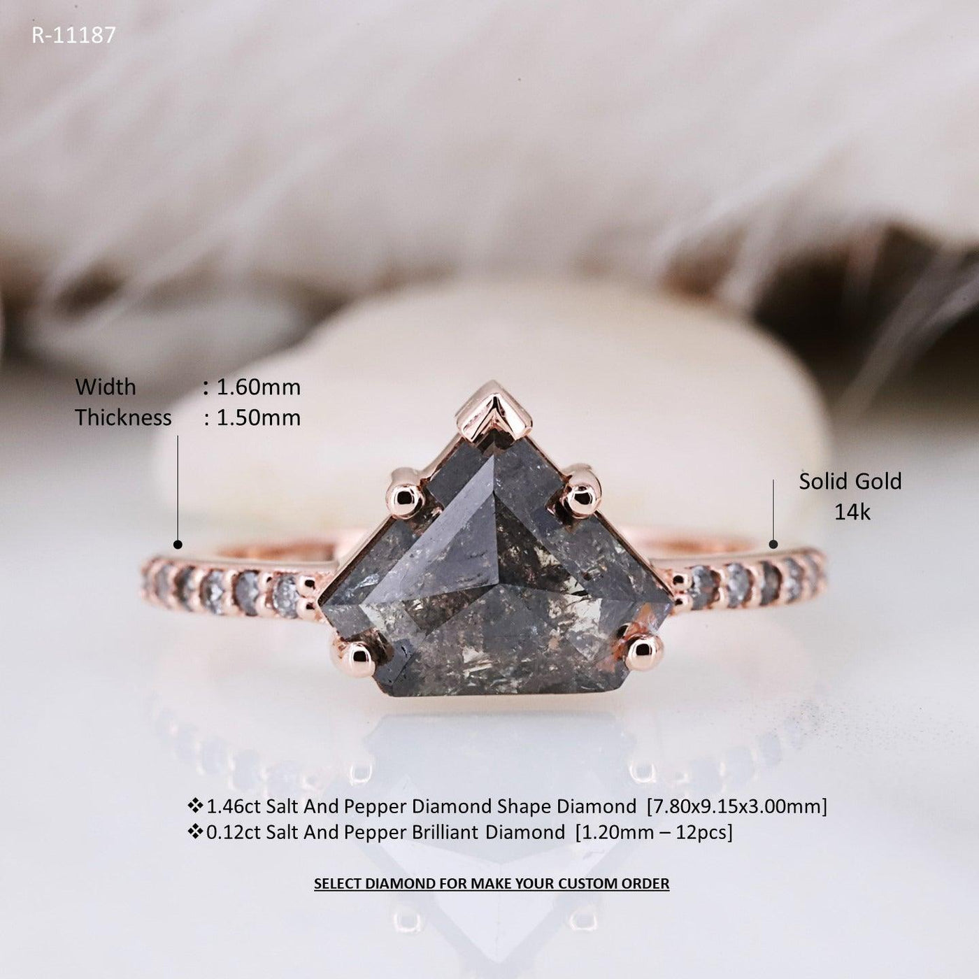 Shop Now for a Unique Salt and Pepper Geometric Diamond Ring | Handcrafted Designer Jewelry for Men and Women | Statement Piece with a Modern Twist