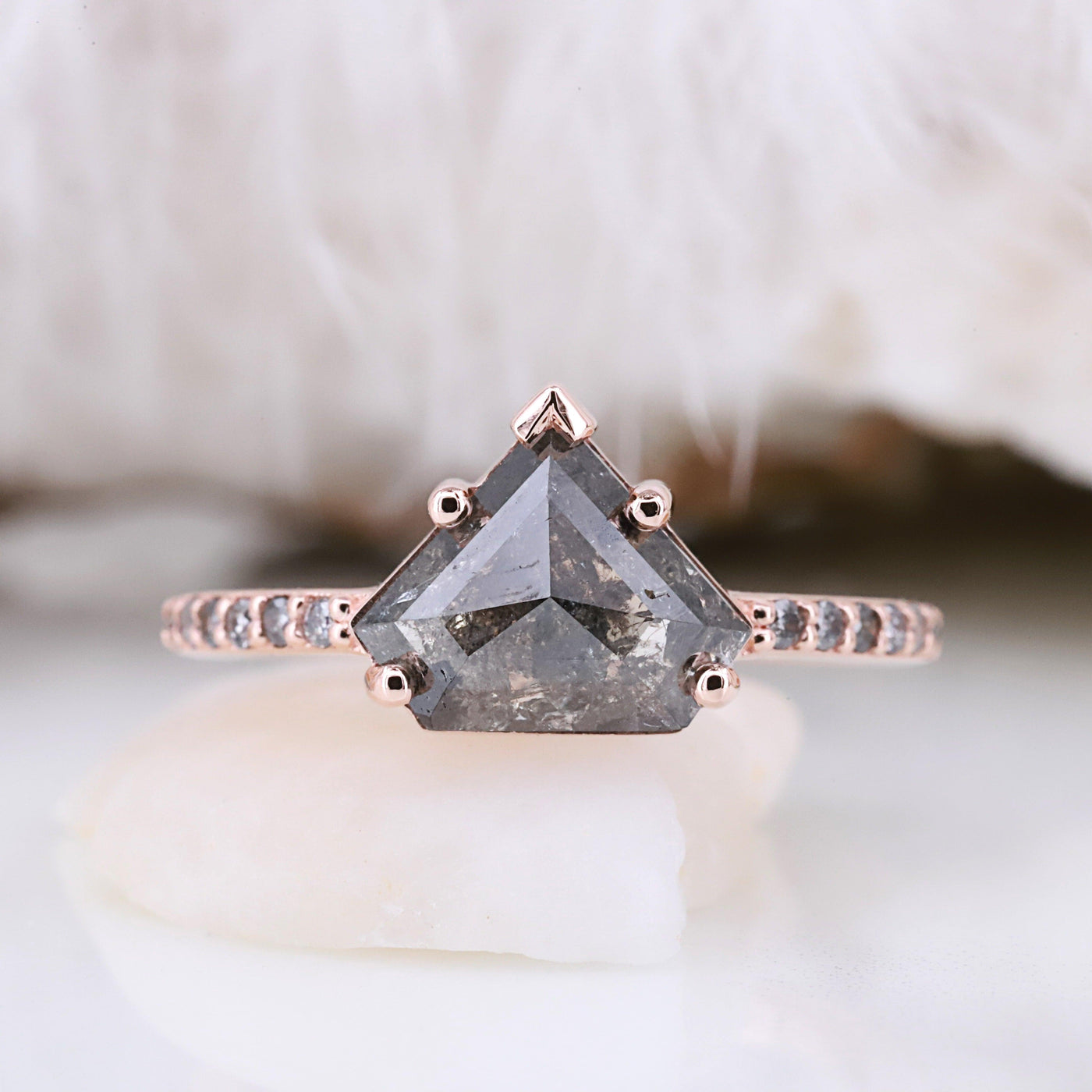 Shop Now for a Unique Salt and Pepper Geometric Diamond Ring | Handcrafted Designer Jewelry for Men and Women | Statement Piece with a Modern Twist
