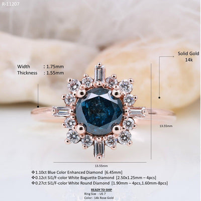 Sparkling Blue Round Diamond Ring - Find Your Perfect Match Today | Shop Now and Add Some Color to Your Life! Ethically-sourced diamond ring - Rubysta