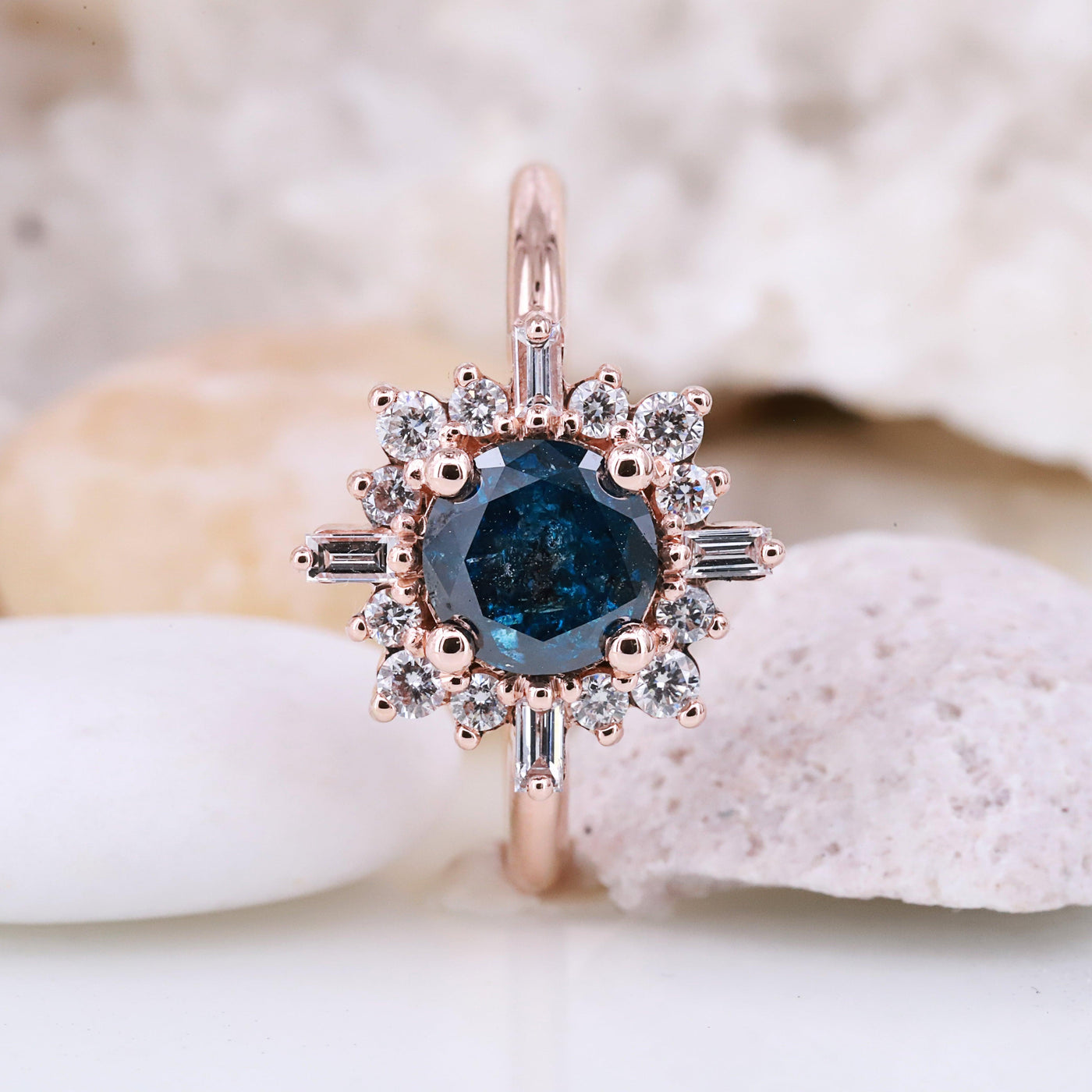 Sparkling Blue Round Diamond Ring - Find Your Perfect Match Today | Shop Now and Add Some Color to Your Life! Ethically-sourced diamond ring