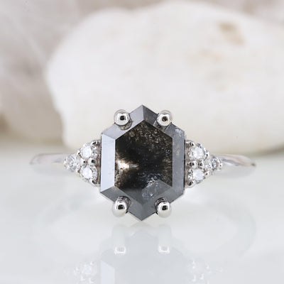 Elegant and Eye-Catching Hexagonal Diamond Ring Multiple rings for multiple fingers