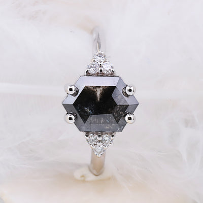 Elegant and Eye-Catching Hexagonal Diamond Ring Multiple rings for multiple fingers