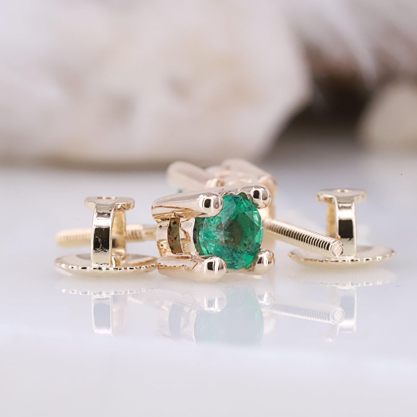 Emerald color earrings emerald earrings gold hoop earrings stud earrings - Rubysta