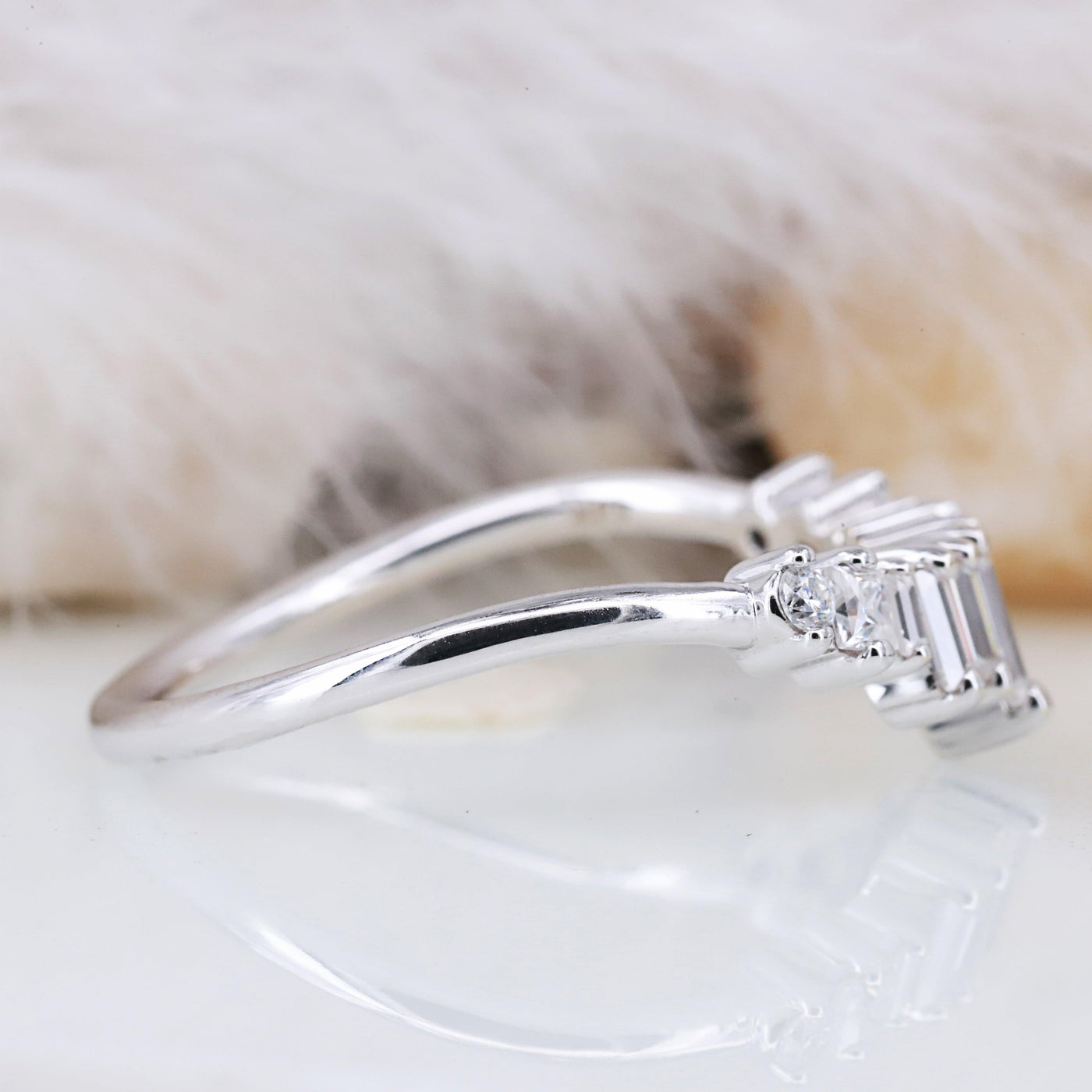 Moissanite Baguette diamond engagement ring jewelry Promise rings - Rubysta
