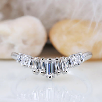 Moissanite Baguette diamond engagement ring jewelry Promise rings - Rubysta