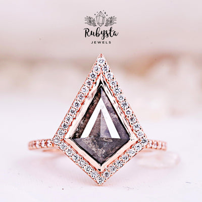 Salt & Pepper Kite Diamond Engagement Ring - Rubysta