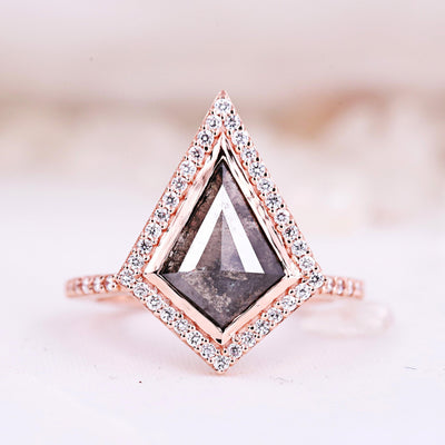 Salt & Pepper Kite Diamond Engagement Ring - Rubysta