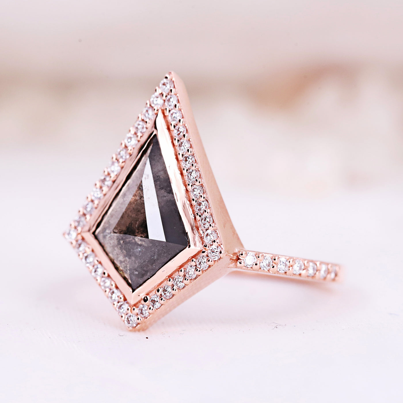 Salt & Pepper Kite Diamond Engagement Ring