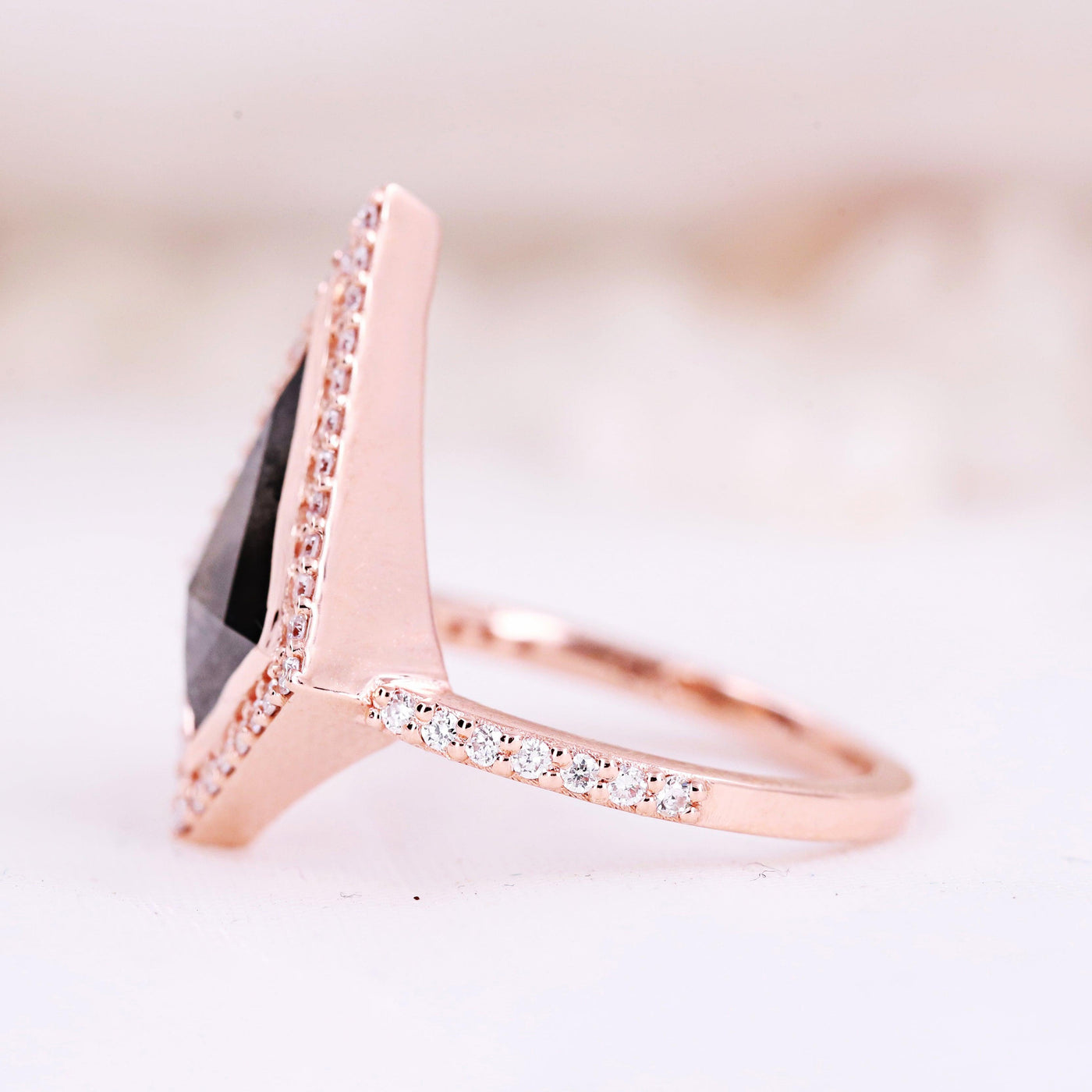 Salt & Pepper Kite Diamond Engagement Ring - Rubysta