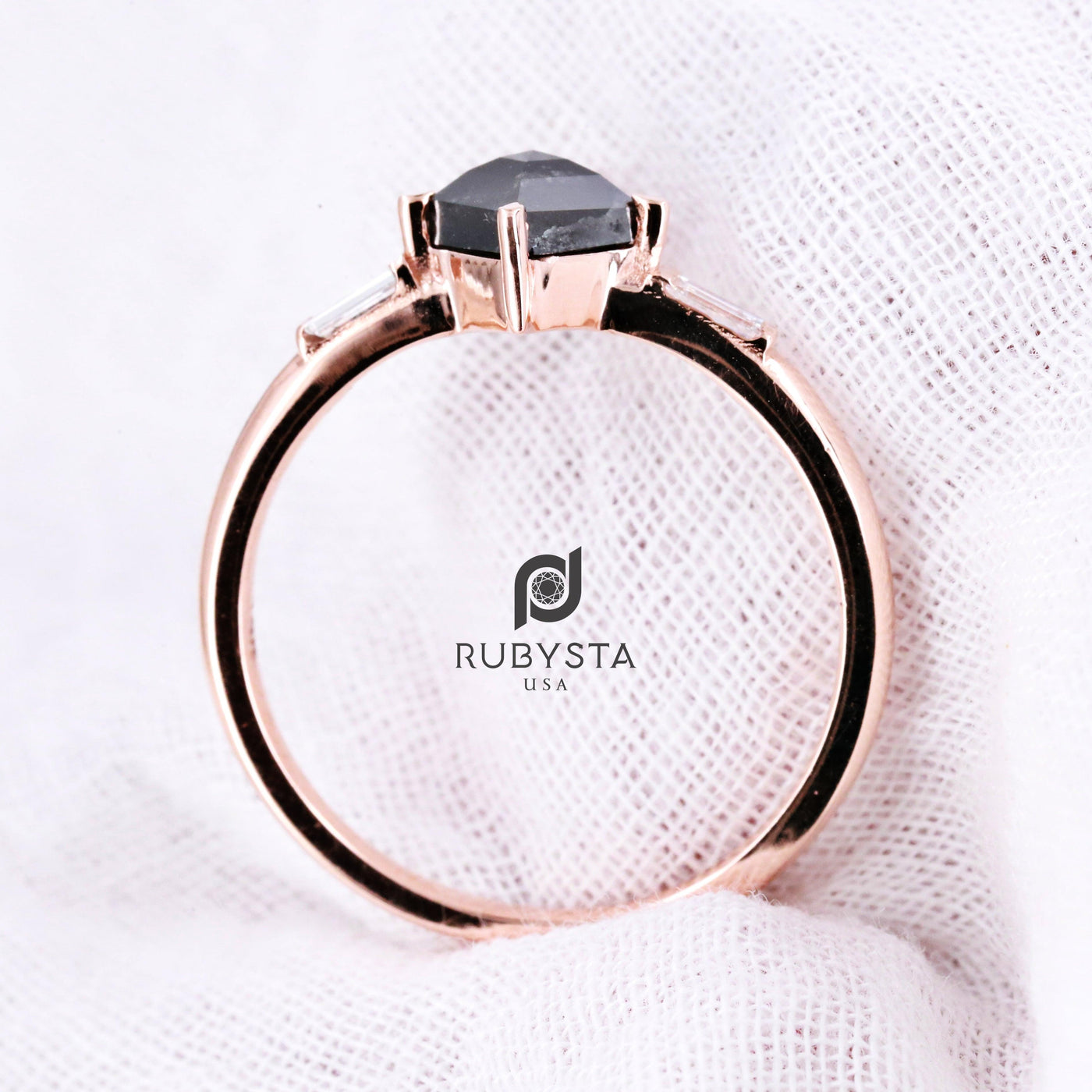 Kite Diamond Ring | Salt and Pepper diamond Ring | kite Engagement Ring - Rubysta