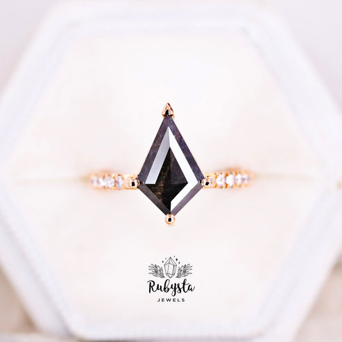 Salt and Pepper Diamond Ring | Engagement Ring | Kite Diamond Ring