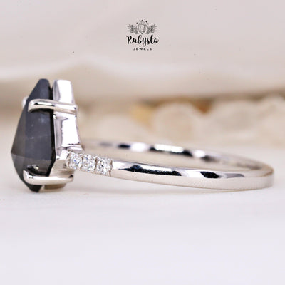 Salt And Pepper Kite Diamond Ring - Rubysta