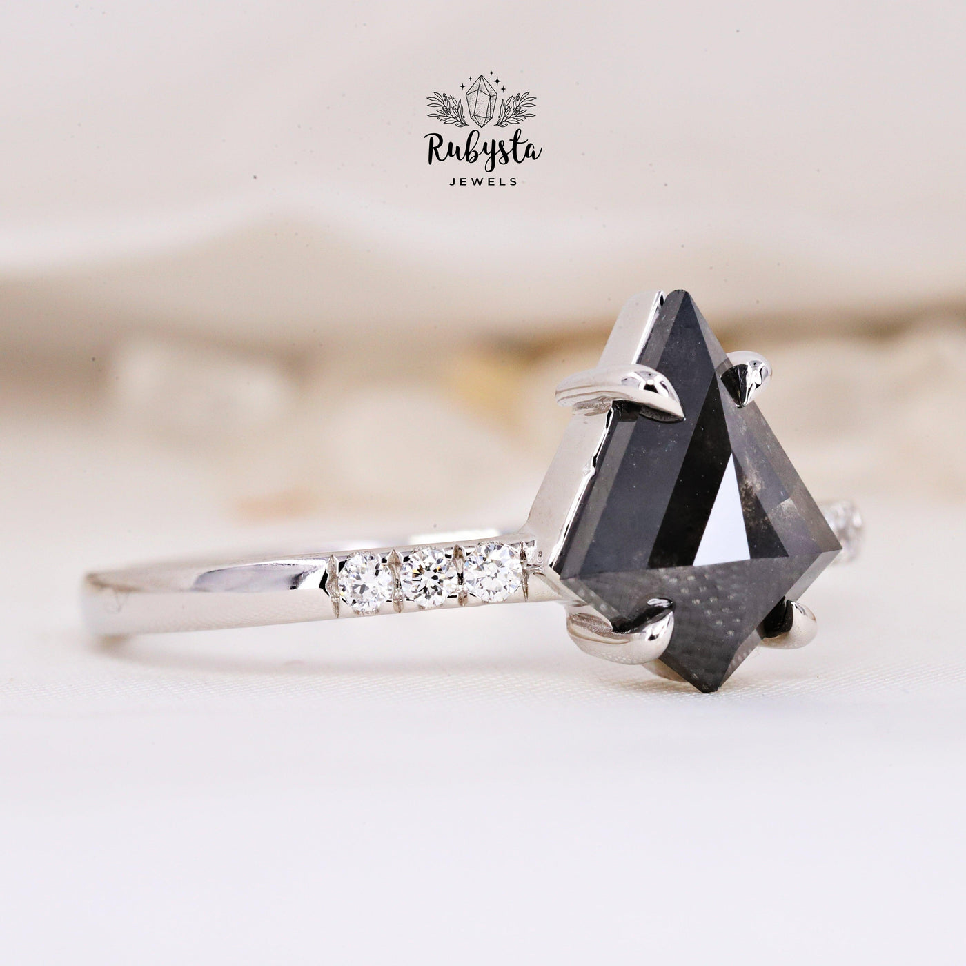 Salt And Pepper Kite Diamond Ring - Rubysta