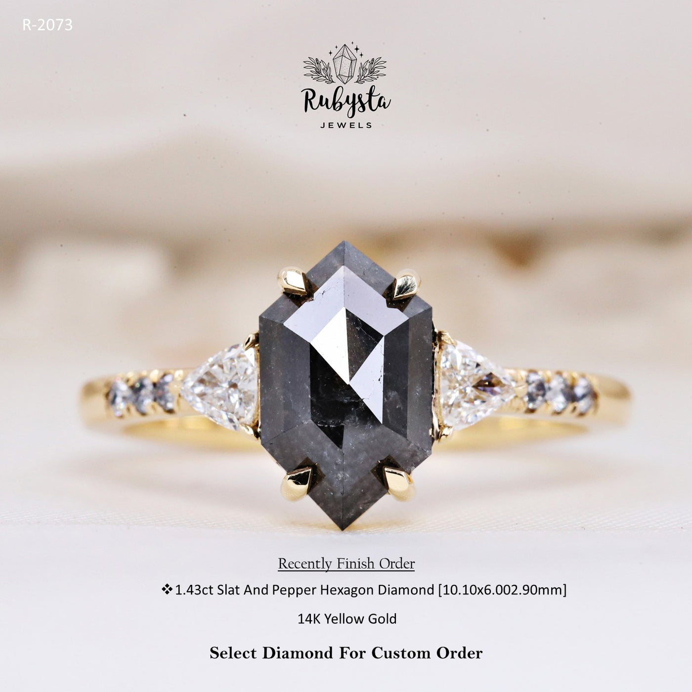 Salt and Pepper diamond Ring | Hexagon Diamond Ring | Salt and pepper Ring