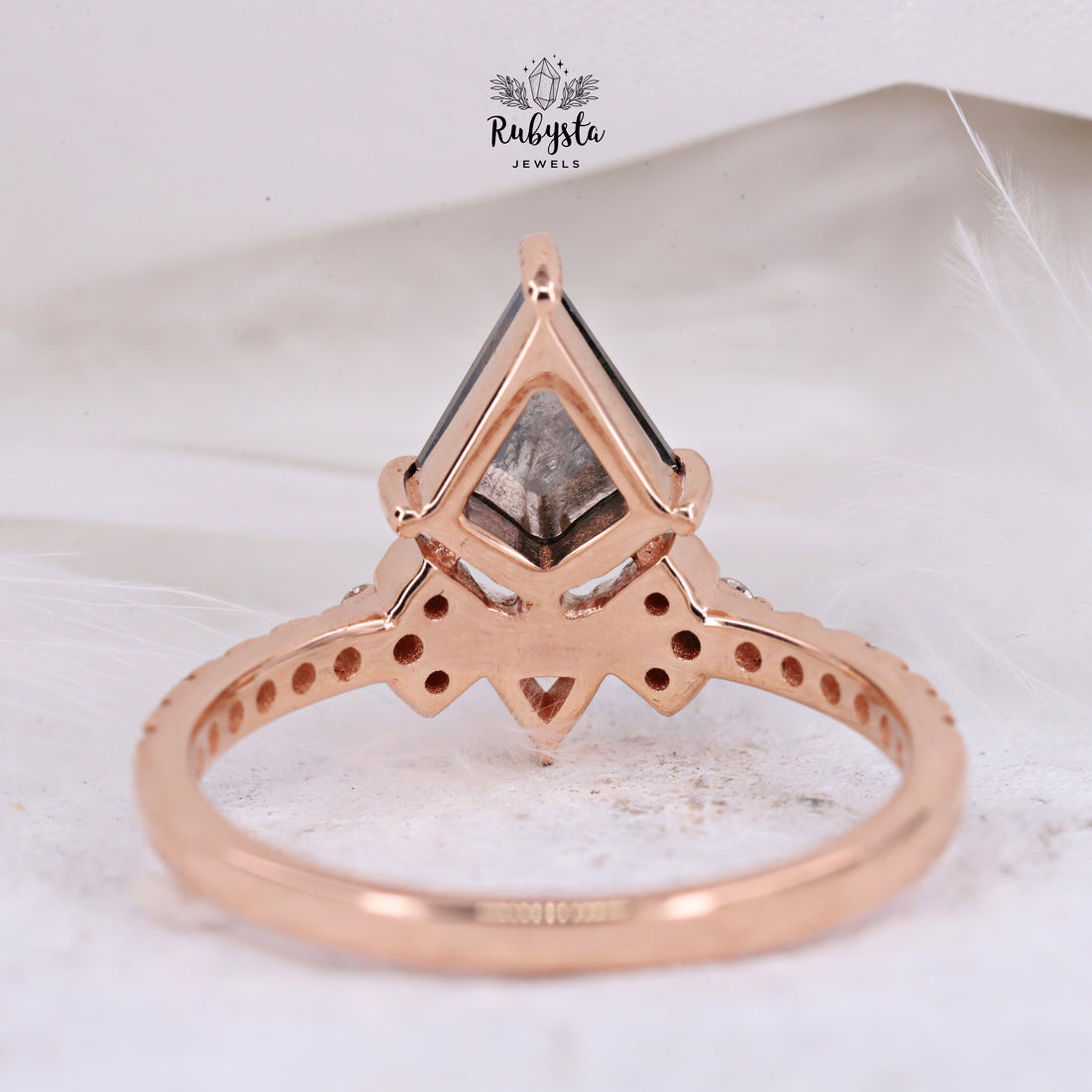 Salt and Pepper Diamond Ring | Engagement Ring | Kite Diamond Ring | Wedding Ring