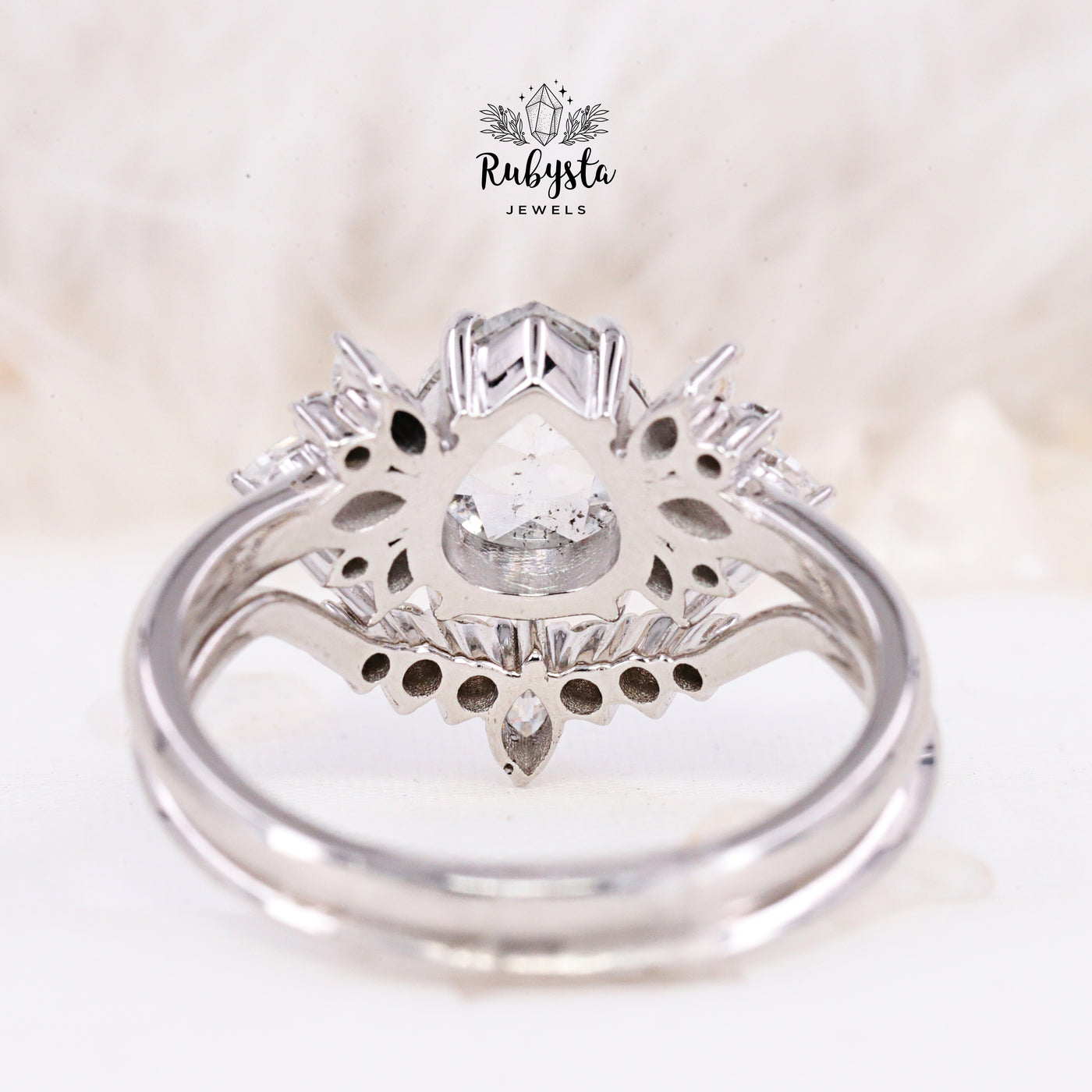 Pear Diamond Ring | Salt and pepper Ring | Pear Salt and pepper Ring | Moissanite Diamond
